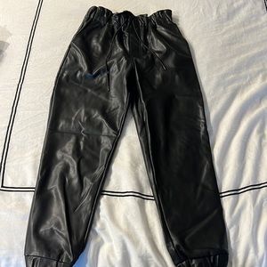 Abercrombie & Fitch black vegan leather joggers